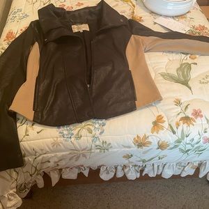 Moto Style Jacket by Rachael Roy Black and Tan